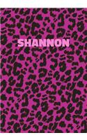 Shannon: Personalized Pink Leopard Print Notebook (Animal Skin Pattern). College Ruled (Lined) Journal for Notes, Diary, Journaling. Wild Cat Theme Design wi