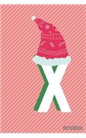 Initial X-mas Letter X Notebook With Funny X-mas Bear., X-mas First Letter Ideal for For Boys/ Girls, Christmas, Gift and Notebook for School