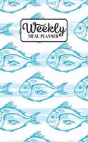 Weekly Meal Planner: Meal Planning Journal Notebook with Grocery Shopping List for the Week - For Men - Seafood Blue