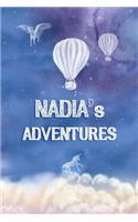 Nadia's Adventures: Keepsake Journal, Custom Diary, Hot Air Balloon Journal with Lined Pages, Sky Blue, Celestial Cover.