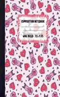 Pink Rabbit Composition Notebook: Pretty Lined Paper Exercise Book for Kids - Wide Ruled Notebook for Schoolgirl - Unique Gift Idea with Cute Patterns