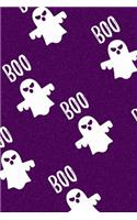 Ghost Boo Journal: College Ruled Lined (6 X 9) Ghostly Haunted Purple Writing Notebook
