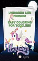 Unicorns and friends easy coloring book for toddlers