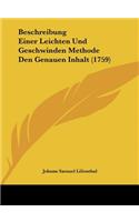 Beschreibung Einer Leichten Und Geschwinden Methode Den Genauen Inhalt (1759)