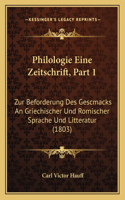 Philologie Eine Zeitschrift, Part 1