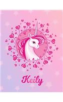 Keily: Keily Magical Unicorn Horse Large Blank Pre-K Primary Draw & Write Storybook Paper - Personalized Letter K Initial Custom First Name Cover - Story B