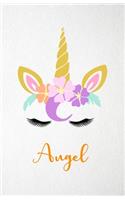 Angel A5 Lined Notebook 110 Pages: Funny Blank Journal For Lovely Magical Unicorn Face Dream Family First Name Middle Last Surname. Unique Student Teacher Scrapbook/ Composition Great