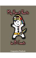 My Heart Beats In 8 Counts: Cheerleader Notebook (Composition Book Journal) (8.5 x 11 Large)