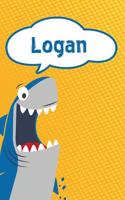 Logan: Personalized Shark Draw and Write Diary Journal Notebook Featuring 120 Pages 6x9