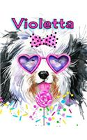 Violetta: Personalized Book with Name, Journal, Notebook, Diary, 105 Lined Pages, 8 1/2" x 11", Birthday, Friendship, Christmas Gifts for Girls, Women, and Do