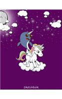 Sketchbook: Narwhal Riding Unicorn Funny Kawaii Sketchbook for Girls, Narwhal Lovers, Unicorn Lovers and Boys: 105+ Pages of 8.5"x11" Blank Paper for Drawing, D(18 Blank Sketch Book for Kids)