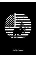 Hunting Journal: Lined Journal - Distressed USA Flag Reindeer Black Fun-ny Hunter Gift - Black Ruled Diary, Prayer, Gratitude, Writing, Travel, Notebook For Men Wome