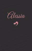 Alessia: Personalized Blank Lined Journal Rose Gold on Black