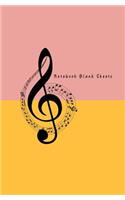 Notebook Blank Sheets: Music Manuscript Line Paper for Notes /Ruled Paper and Staff, Lyrics, Musicians, Composition Notebook (12 Staves per page) Two Color Song Note Theme