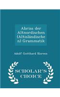 Abriss Der Altnordischen (Altislandischen) Grammatik - Scholar's Choice Edition