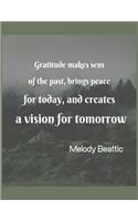 Gratitude makes sens the past, brings peace for today, and creates a vision for tomorrow.
