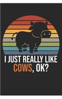 I Just Really Like Cows, OK?: DIN A5 Kuh Notizheft - 120 Seiten liniertes Kuh Notizbuch für Notizen in Schule, Universität, Arbeit oder zuhause. - Eine tolles Geschenk für Ihre L