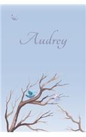 Audrey: Personalized Name Journal/Notebook for Women and Girls - Cute Bird Design with Decorative Writing Pages