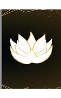 Lotus Flower: White Waterlily Blossom Aquatic Plants Wide Ruled Lined Notebook - 120 Pages 8.5x11 Composition