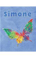 Simone: Personalised 150 lined pages journal - Bold Splatter Butterfly Notebook - Journals for Women & Girls - Personalised Gift - 8 x 10 Inches