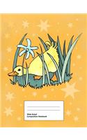 Wide Ruled Composition Notebook: Writing Book Journal, Soft Cover, Blank Lined Paper, 200 Pages, Cute Animals Duck for Kids Yellow