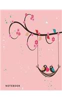 Notebook: Cute bird in love on pink cover and Dot Graph Line Sketch pages, Extra large (8.5 x 11) inches, 110 pages, White paper, Sketch, Draw and Paint(4 Cute Bird in Love on Pink Otebook)