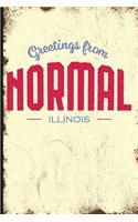 Greetings from Normal, Illinois: Funny Name of a Town in Il College Ruled Lined Journal Book to Write Your Best Vacation Spots in the World