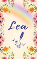 Lea: Unique Lined Notebook with Personalized Name: Beautiful Journal Pink Flowers Rainbow