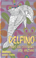 Libro da colorare per anziani - Grande stampa - Animali - Delfino