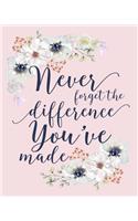 Never Forget The Difference You've Made