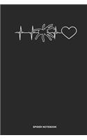 Spider Notebook: Lined Log Book For Arachnophile Person: Tarantula Journal Heartbeat Ecg Gift