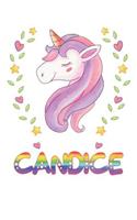 Candice: Candice Notebook Journal 6x9 Personalized Gift For Candice Unicorn Rainbow Colors Lined Paper