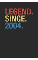 Legend Since 2004: Blank Lined Notebook / Journal (6 X 9) - Birthday Gift and Anniversary Gift