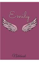 Emily Notebook: A beautiful personalized angel wings soft cover notebook with 100 lined pages in 6x9 inch format. Personal Diary Personalized Journal Customized Jou