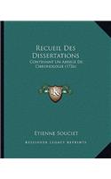 Recueil Des Dissertations