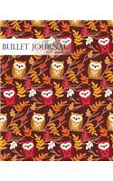 Bullet Journal Notebook Dotted Grid, Graph Grid-Lined Paper, Large, 8x10,150 Pages: Colorful Leaves Autumn Animal Owl Peegaboo Red Brown Covers: Master Journaling with Bullet Guide System Professional Journal