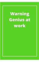 Warning Genius at work: Journal - Pink Diary, Planner, Gratitude, Writing, Travel, Goal, Bullet Notebook - 6x9 120 pages