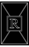 R: Personalized Dot Grid Bullet BUJO Notebook Journal Modern Sleek Black White Minimalist Initial Monogram Letter R - Many Usage Handy Travel Size For 