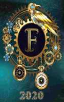 Weekly Planner Initial "F" Monogram 2020: Steampunk Teal Falcon and Clock Personalized 12-Month Large Print Letter-Sized Schedule Organizer by Week Cornell Notes Monthly Calendar Printed and(6 2020 Teal Bg Steampunk Monogram Falcon Watch)