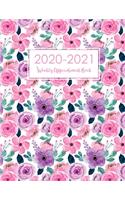 2020-2021 Weekly Appointment Book Daily Hourly Planner: Lovely Watercolor Floral Cover - 14 Month Diary Academic Weekly Monthly Planner - Appointment Book Daily and Hourly with Times Organizer In 15 Minut