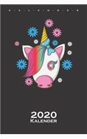 Einhorn mit Blumen Kalender 2020