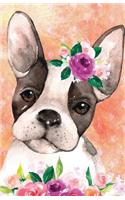 Bullet Journal for Dog Lovers Boston Terrier in Flowers: 162 Numbered Pages with 150 Dot Grid Pages, 6 Index Pages and 2 Key Pages in Easy to Carry 5.5 X 8.5 Size.