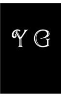 Y G: Double Monogram Journal, 100 Pages, 6x9 Inches, Black Glossy Cover