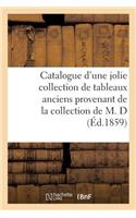 Catalogue d'Une Jolie Collection de Tableaux Anciens Provenant de la Collection de M. D