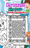 Christmas Maze Puzzle Book For Kids Ages 4-7