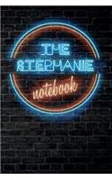 The STEPHANIE Notebook: Vintage Blank Ruled Personalized & Custom Neon Sign Name Dotted Notebook Journal for Girls & Women. Wall Background. Funny Desk Accessories. Retro B