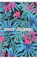 Daily Journal: Pink and Blue Floral Design: Mood Tracker Daily Journal For Self-Exploration And A Healthier Mindset - Blank Lined Notebook Diary (6x9 Book - 110 Pa