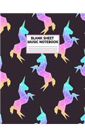 Blank Sheet Music Notebook: Cute Unicorn Matte Cover Design with 110 Pages White Paper Interior for Musician Students and Professionals Playing Piano, Ukelele, Mandolin and oth