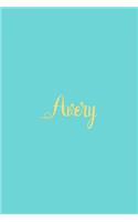 Avery: Personalized Name Turquoise Matte Soft Cover Notebook Journal to Write In. 120 Blank Lined Pages