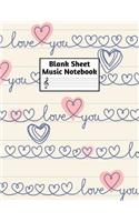 Blank Sheet Music Notebook: Easy Blank Staff Manuscript Book Large 8.5 X 11 Inches Musician Paper Wide 12 Staves Per Page for Piano, Flute, Violin, Guitar, Trumpet, Drums, Cell